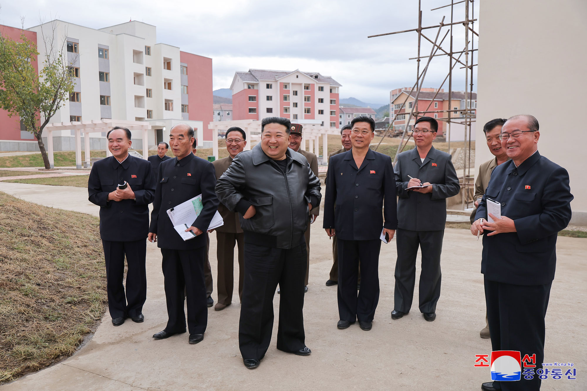 President of State Affairs Kim Jong Un visits construction site for recovery in flood-hit areas of Jagang Province