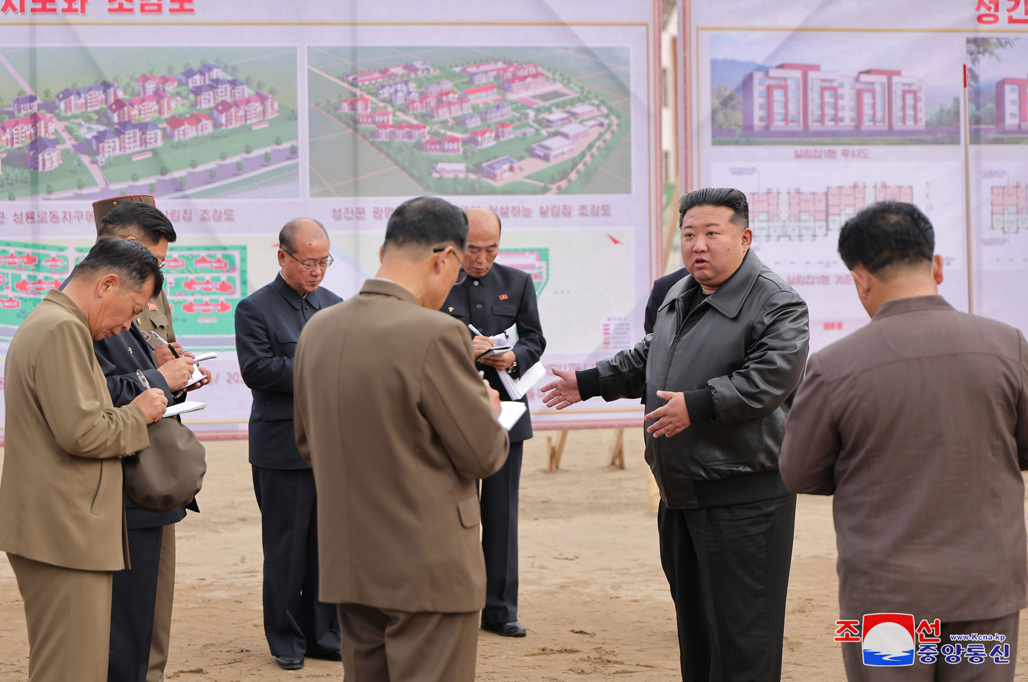 President of State Affairs Kim Jong Un visits construction site for recovery in flood-hit areas of Jagang Province