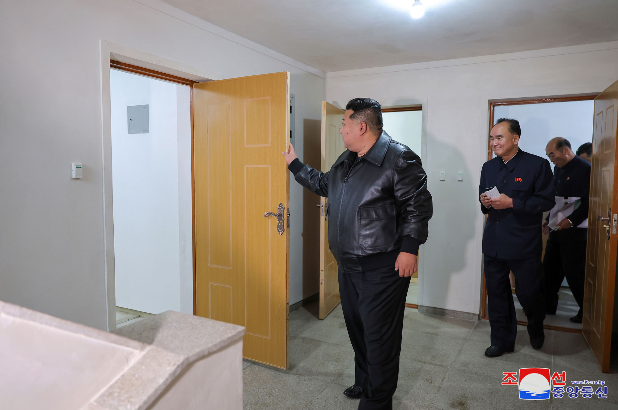 President of State Affairs Kim Jong Un visits construction site for recovery in flood-hit areas of Jagang Province