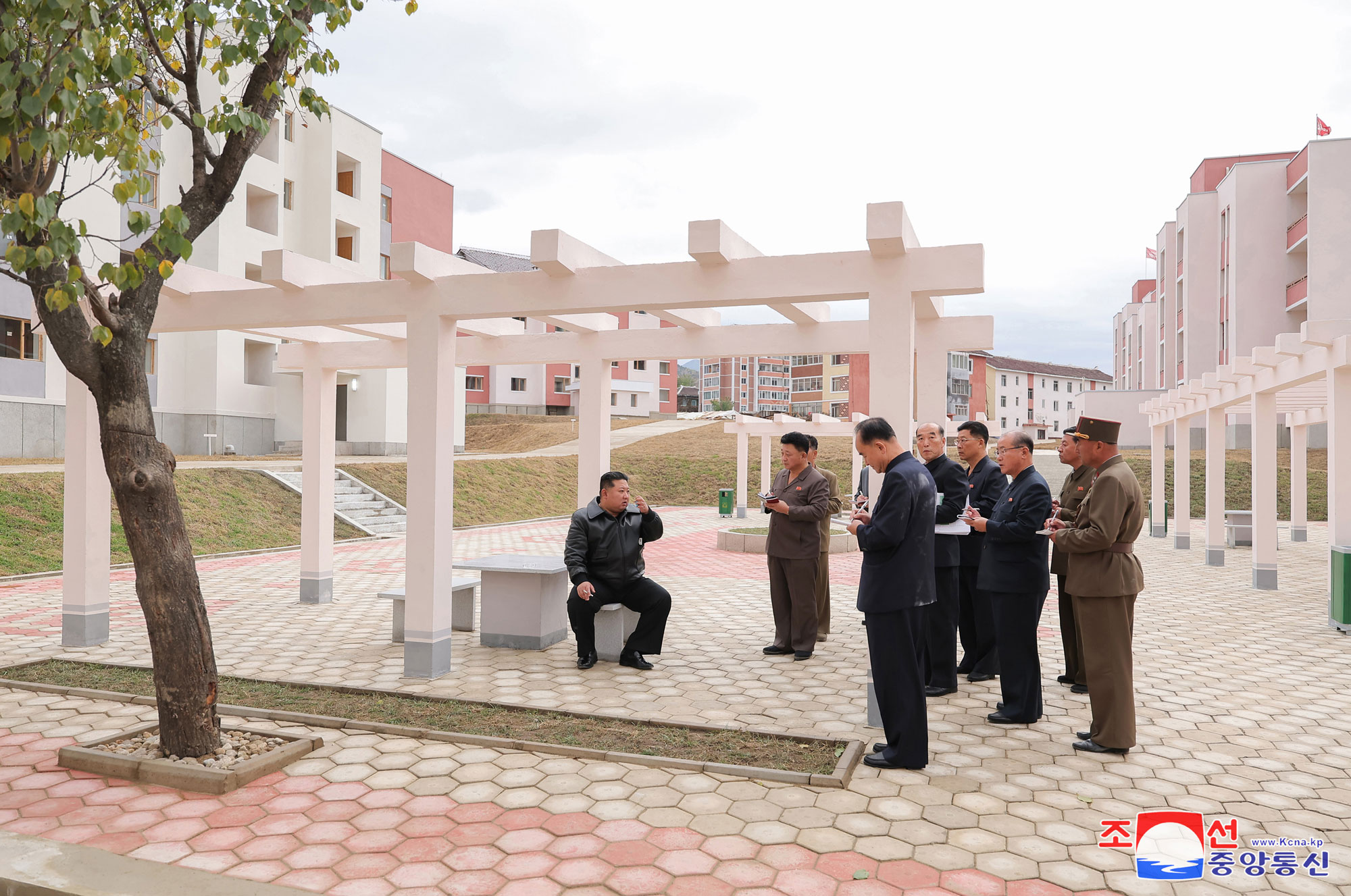 President of State Affairs Kim Jong Un visits construction site for recovery in flood-hit areas of Jagang Province