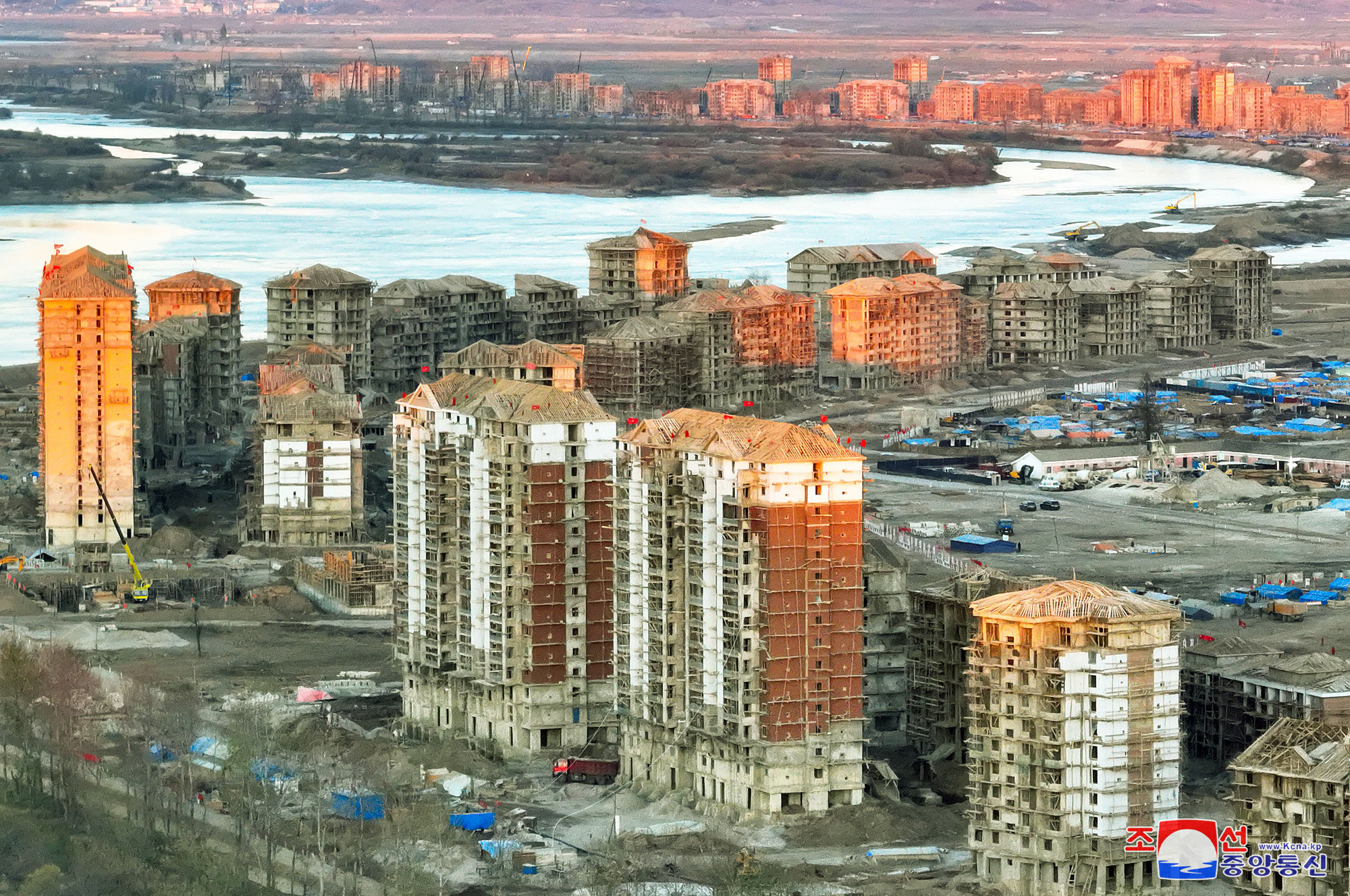 President of State Affairs Kim Jong Un inspects sites of reconstruction of flood-hit areas in North Phyongan Province