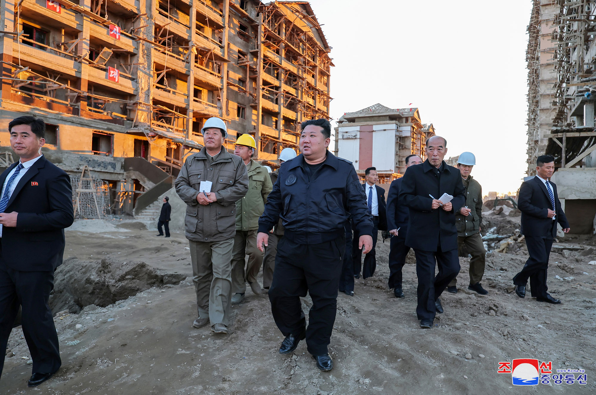 President of State Affairs Kim Jong Un inspects sites of reconstruction of flood-hit areas in North Phyongan Province