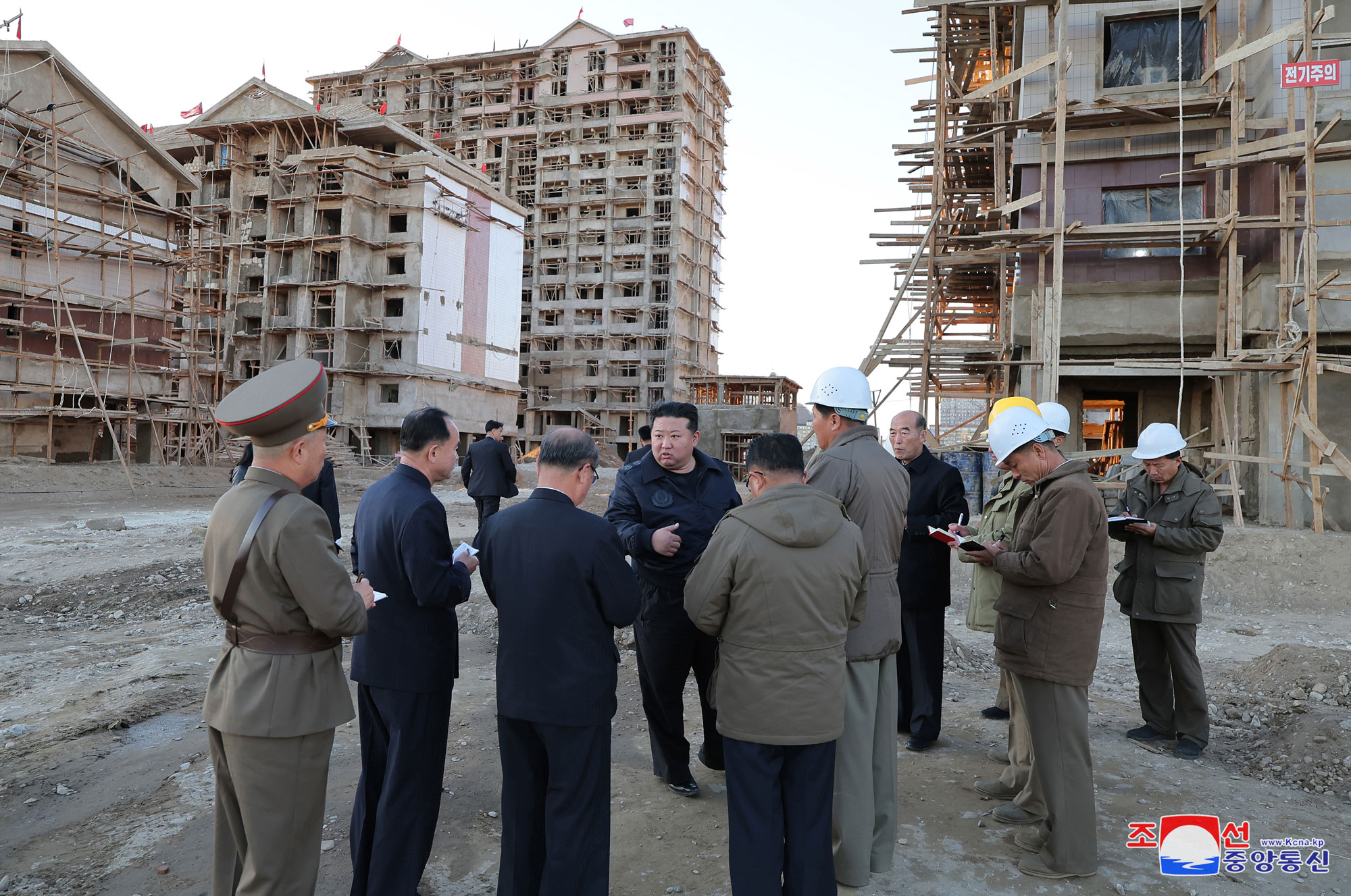 President of State Affairs Kim Jong Un inspects sites of reconstruction of flood-hit areas in North Phyongan Province