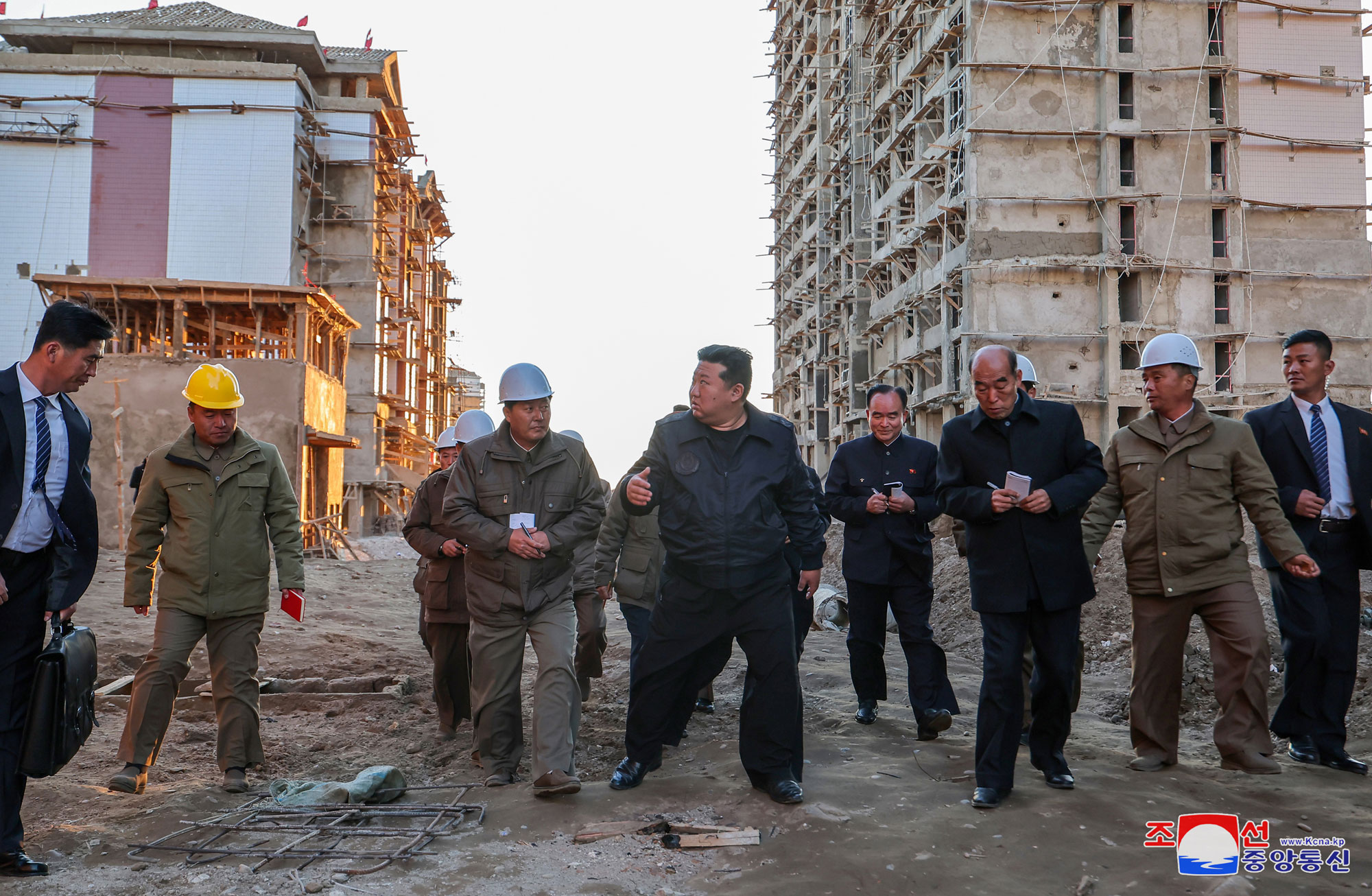 President of State Affairs Kim Jong Un inspects sites of reconstruction of flood-hit areas in North Phyongan Province