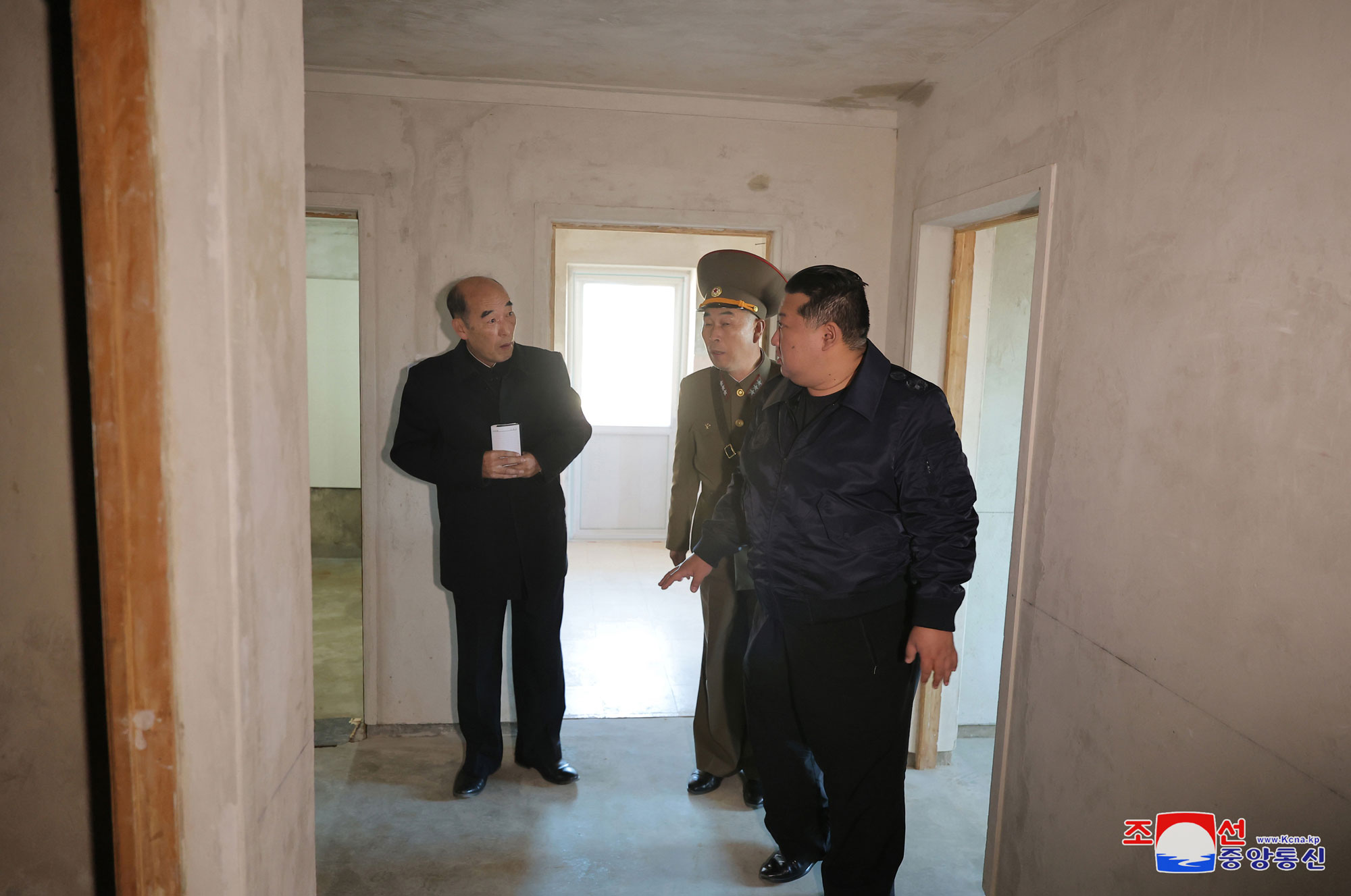 President of State Affairs Kim Jong Un inspects sites of reconstruction of flood-hit areas in North Phyongan Province