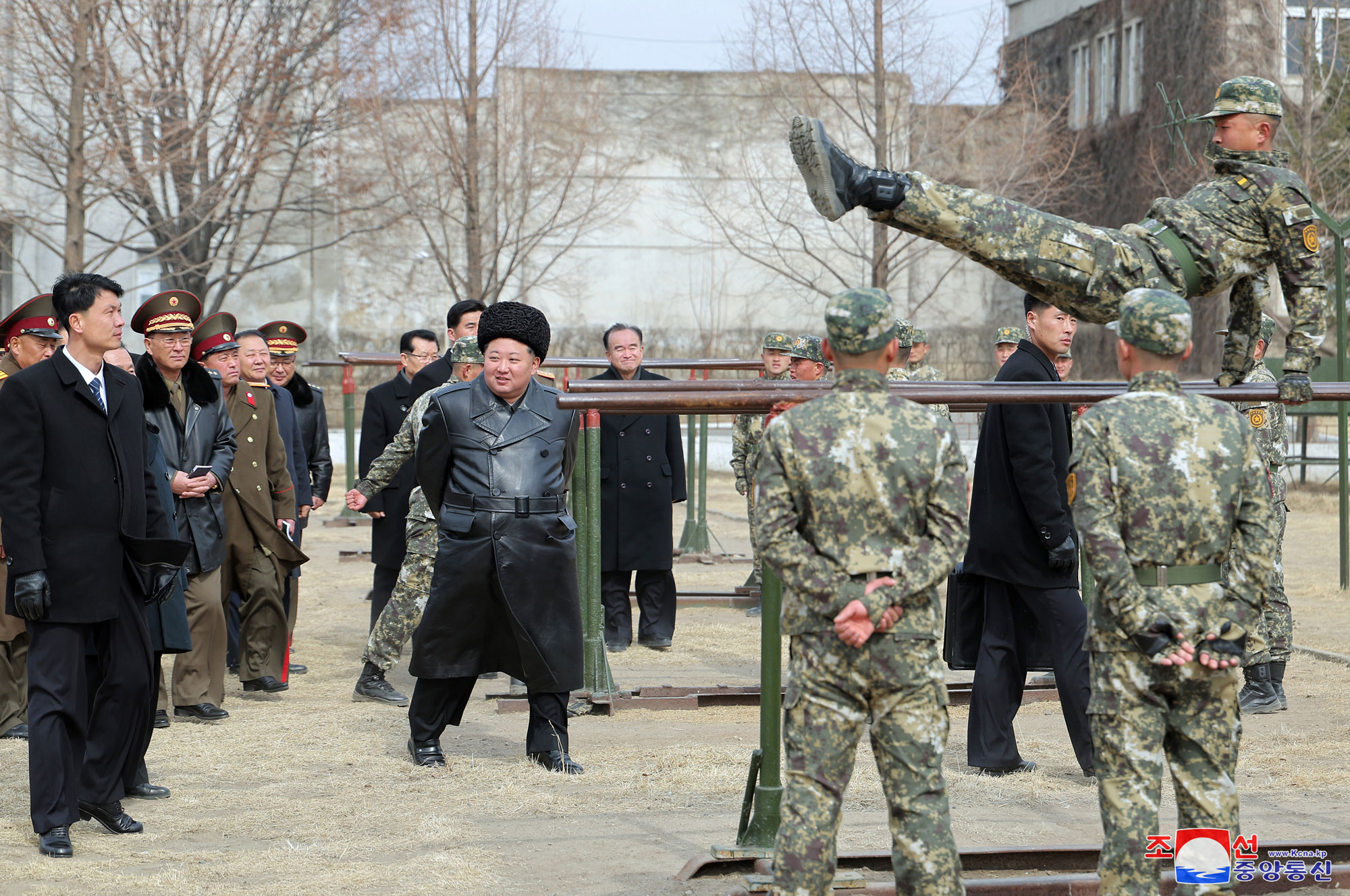 President of State Affairs Kim Jong Un inspects Kang Kon Military Academy