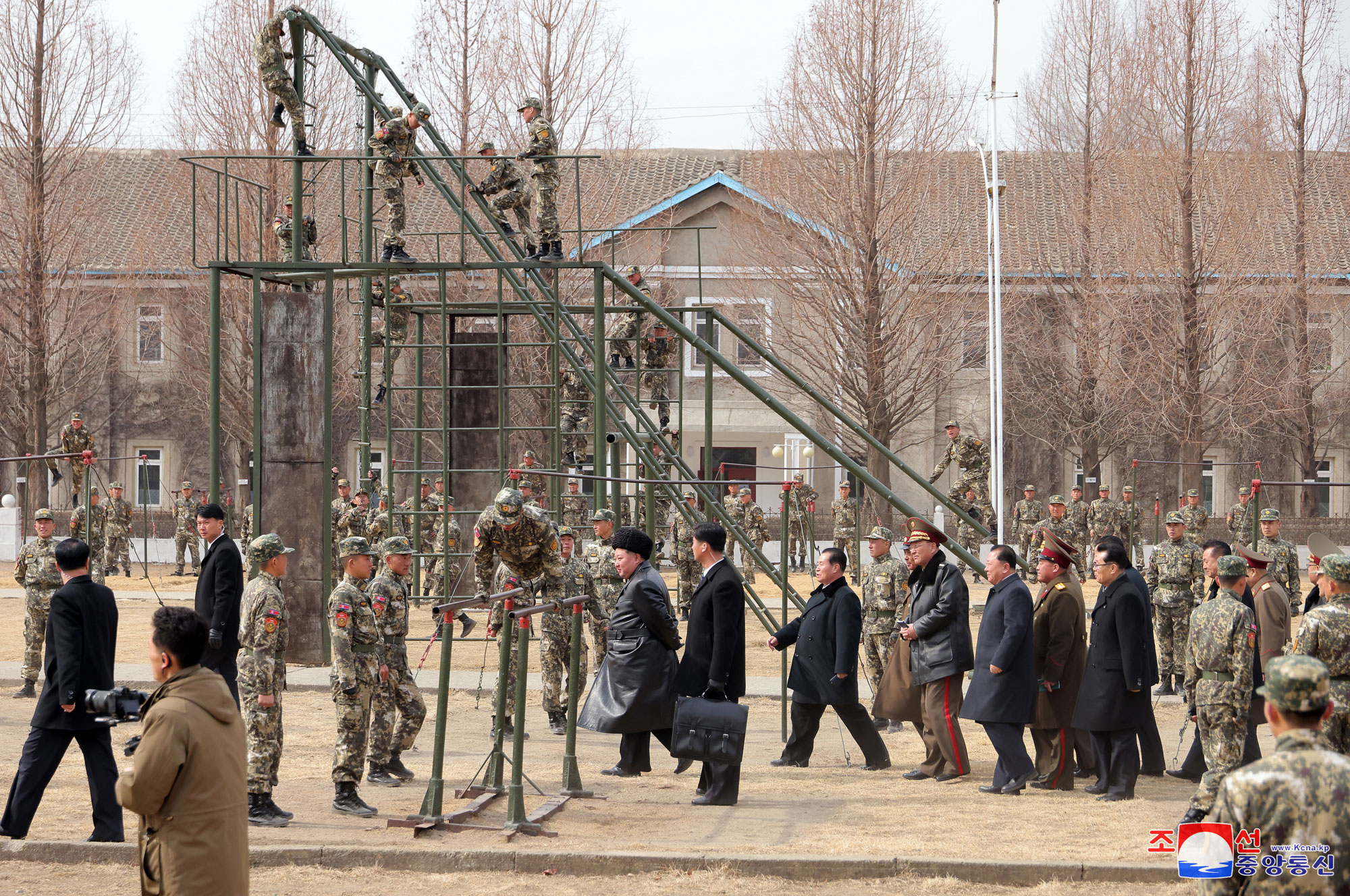 President of State Affairs Kim Jong Un inspects Kang Kon Military Academy